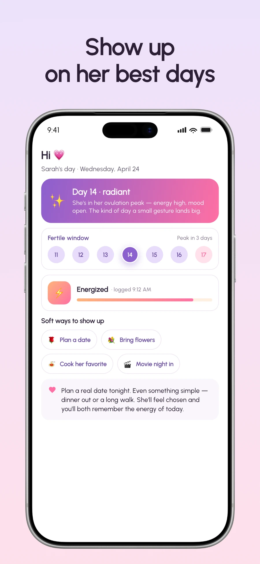 Partner dashboard — supportive day view